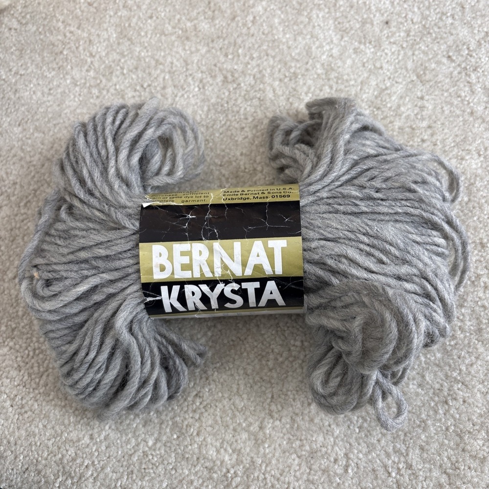 Bernat Krysta Yarn Birch Gray 1 Skein 2 oz Orlon Nylon - Picture 2 of 5